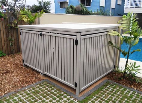 aluminium slat enclosure|aluminum slat pool pump storage.